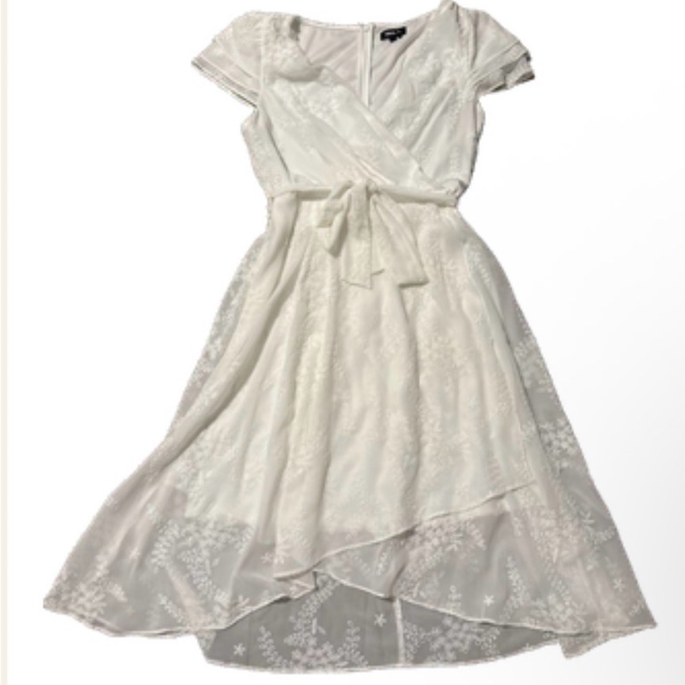 DKNY white flowy eyelet midi dress